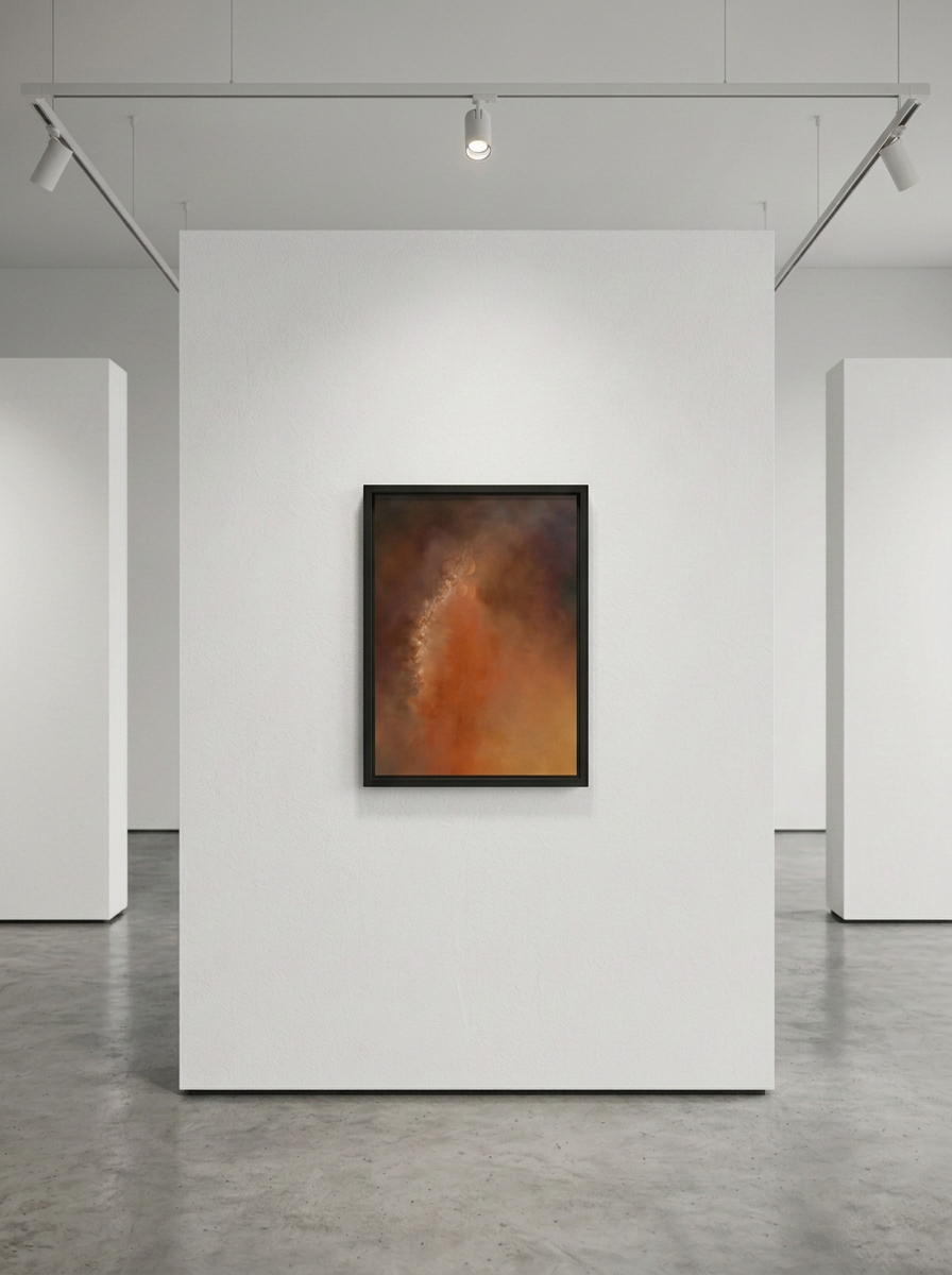 Le drame cathare en petit format, accroché seul au centre d’une galerie blanche.
